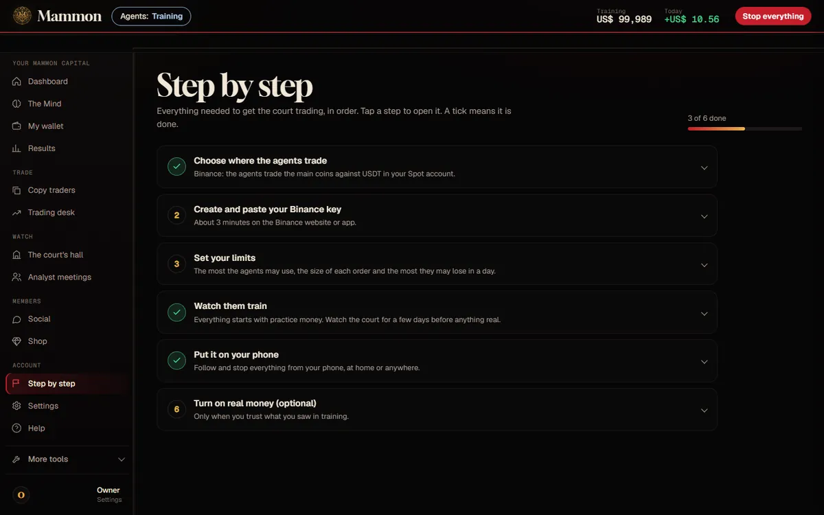Step by step with Binance chosen: the key step open, with a drawing of what to tick